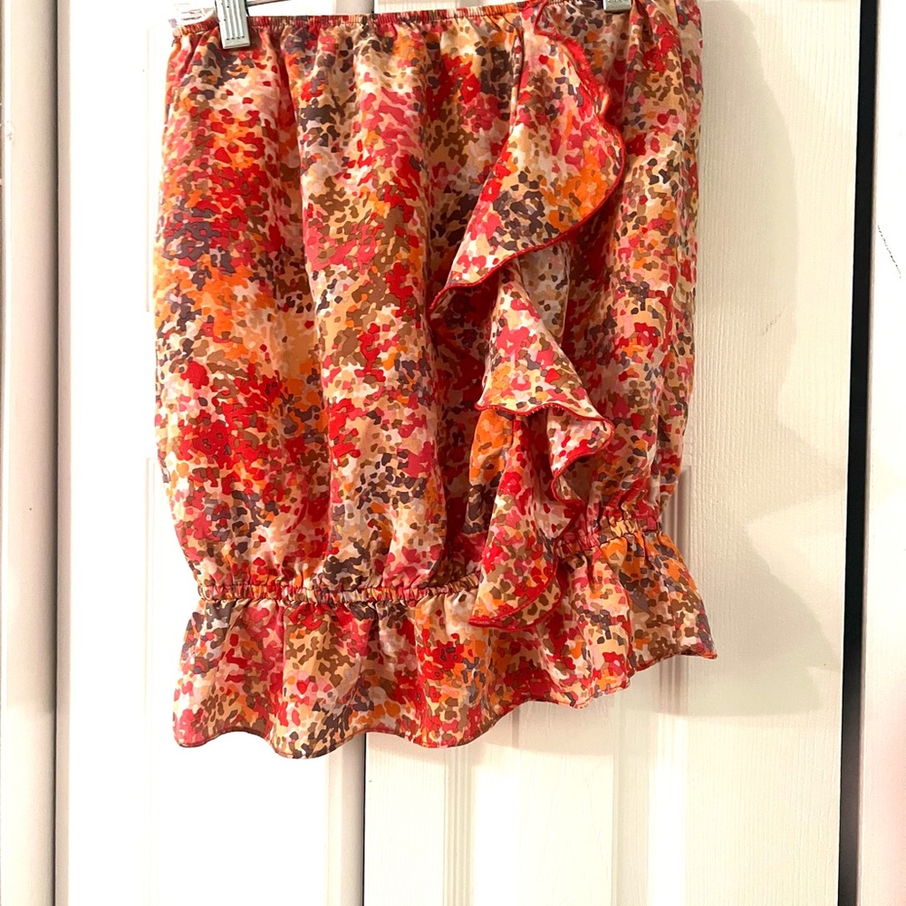 Karina Grimaldi Red and Orange Ruffled tube top